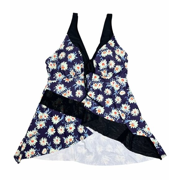Grace Karin Floral Daisy Print Swim Top With Adjustable Straps - Picture 4 of 12